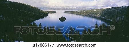 Stock Photo - Emerald Bay at Lake Tahoe in winter. Fotosearch