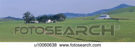 Stock Photo - Farm House and Barn in Spring. Fotosearch