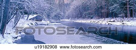 Stock Photo - Snowy Merced River. Fotosearch