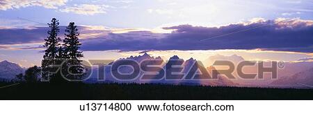 Stock Image - Sunset over Mount McKinley. Fotosearch