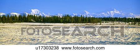 Stock Photo - Trapper Creek and Mount McKinley. Fotosearch