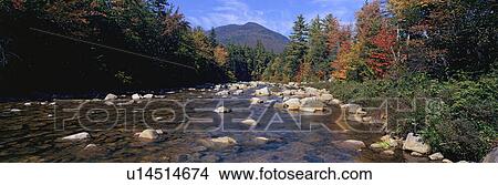 Panoramic view of an autumn waterway along the Kancamagus Highway in the White Mountain National Forest View Large Photo Image Picture - Panoramic view of an autumn waterway along the Kancamagus Highway in the White Mountain National Forest. Fotosearch
