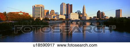 Scioto River and Columbus Ohio skyline, with setting sunlight View Large Photo Image Stock Photo - Scioto River and Columbus Ohio skyline, with setting sunlight. Fotosearch