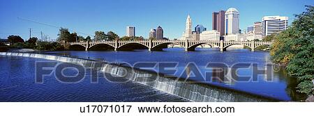 Scioto River with waterfall and Columbus Ohio skyline, with setting sunlight View Large Photo Image Stock Photo - Scioto River with waterfall and Columbus Ohio skyline, with setting sunlight. Fotosearch