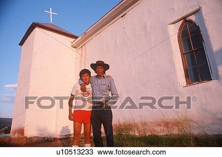 Stock Image - A father and son at a church. Fotosearch
