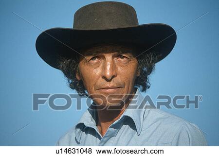 Stock Photo - Close-up of an Mexican-American cowboy. Fotosearch