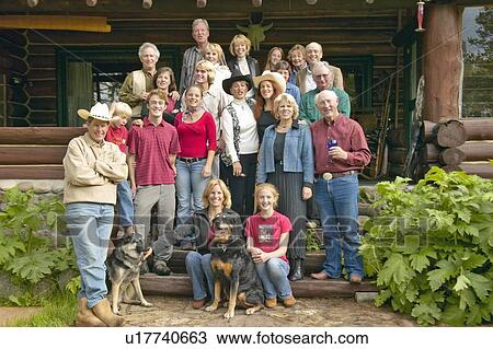 Stock Image - Family and friends of John Taft in Centennial Valley. Fotosearch