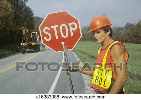 Stock Photo - Traffic control on a highway. Fotosearch