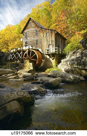 Grist Mil and autumn reflections and water fall View Large Photo Image Stock Photograph - Grist Mil and autumn reflections and water fall. Fotosearch