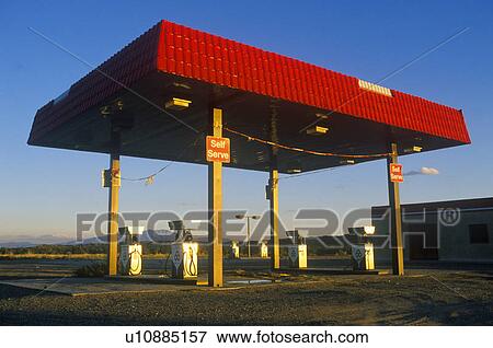 Modern roadside gas station with self serve pumps View Large Photo Image Stock Photo - Modern roadside gas station with self serve pumps. Fotosearch