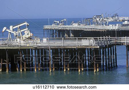 Stock Image - Offshore oil drilling near Santa Barbara. Fotosearch