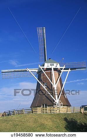 Stock Image - Windmill on Mississippi River. Fotosearch