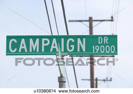 Picture - Campaign Drive street sign, CSU- Dominguez Hills. Fotosearch