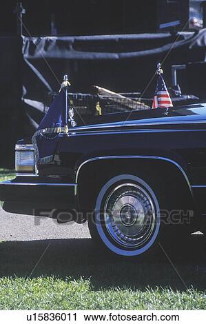 Stock Image - Former President Bill Clinton's Presidential Limousine at a Santa Barbara City College campaign rally in 1996. Fotosearch