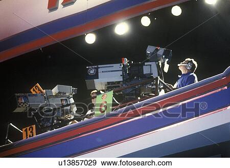 Stock Photo - Media news coverage at the 1992 Democratic National Convention. Fotosearch