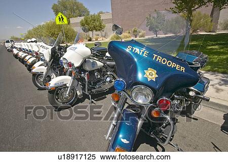 Stock Photography - Unmanned police motorcycles. Fotosearch