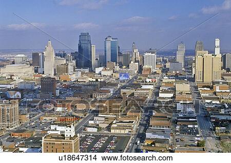 Aerial of Kansas City skyline View Large Photo Image Picture - Aerial of Kansas City skyline. Fotosearch