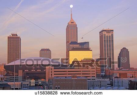 Stock Photo - Downtown Indianapolis at Sunrise. Fotosearch