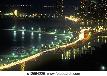 Lake Shore Drive at Night View Large Photo Image Stock Photograph - Lake Shore Drive at Night. Fotosearch