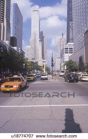 Stock Photo - Michigan Avenue in downtown Chicago. Fotosearch