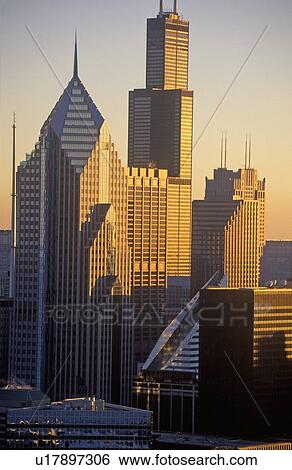 Stock Photograph - Skyscrapers at Sunrise. Fotosearch