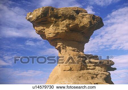 Stock Image - Mexican Hat Rock in Chaco Canyon. Fotosearch