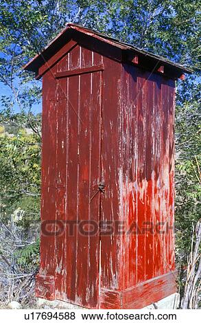 Outhouse painted red View Large Photo Image Stock Photo - Outhouse painted red. Fotosearch