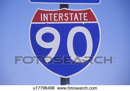 Stock Photo - A sign for interstate 90. Fotosearch