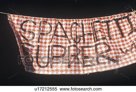 Stock Photography - A sign that reads “spaghetti supper”. Fotosearch