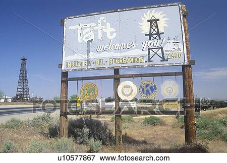 Stock Photo - A sign that reads “Taft welcomes you! ”. Fotosearch