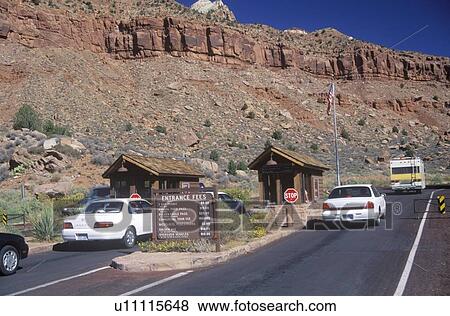 Stock Photo - Entrance to Zion National Park. Fotosearch