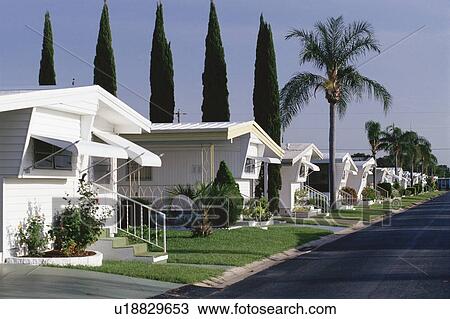 Street inside of a mobile home park View Large Photo Image Stock Image - Street inside of a mobile home park. Fotosearch
