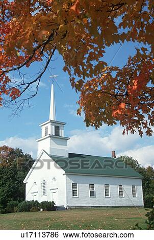 Stock Photograph - Union Meeting house in autumn. Fotosearch