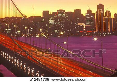 Sunset on the Bay Bridge to San Francisco View Large Photo Image Stock Photo - Sunset on the Bay Bridge to San Francisco. Fotosearch