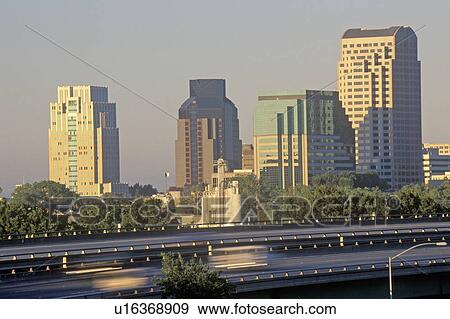 Stock Photo - Sunset on the state capital, Sacramento. Fotosearch