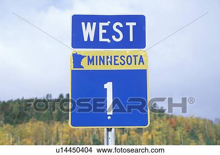 Picture - A sign for 1 west. Fotosearch