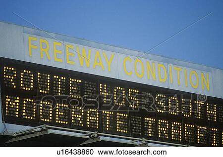 Stock Image - A sign indicating the 405 freeway conditions. Fotosearch
