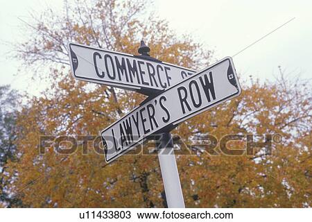 A sign that reads “Lawyer's Row/Commerce St” View Large Photo Image Stock Image - A sign that reads “Lawyer's Row/Commerce St”. Fotosearch