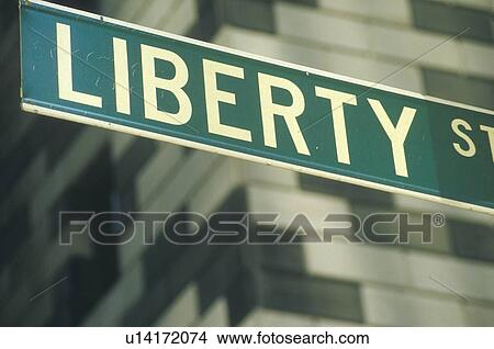 A sign that reads “Liberty St” View Large Photo Image Picture - A sign that reads “Liberty St”. Fotosearch