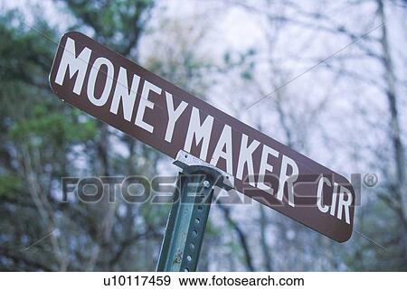 A sign that reads “Moneymaker Cir” View Large Photo Image Stock Photo - A sign that reads “Moneymaker Cir”. Fotosearch