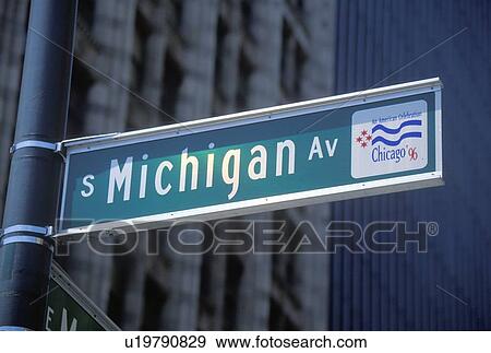 Stock Photo - A sign that reads “S Michigan St”. Fotosearch