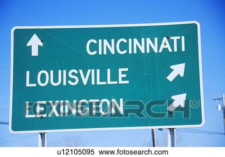 Stock Photography - Freeway road sign to Lexington, Louisville, and Cincinnati. Fotosearch