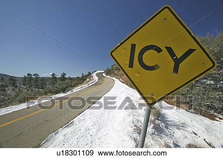 Icy Road sign View Large Photo Image Stock Photo - Icy Road sign. Fotosearch