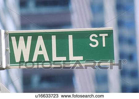 Stock Image - New York Stock Exchange street sign, Wall Street, New York City. Fotosearch