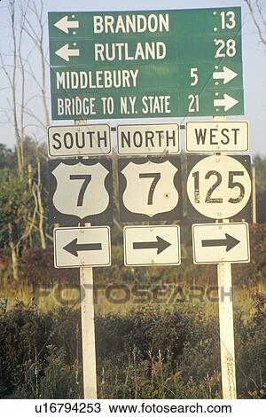Stock Image - Road signs in New England. Fotosearch