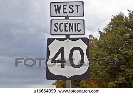 Stock Photo - Scenic highway 40 road sign. Fotosearch