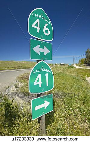 Stock Photo - The intersection of California State Highways 46 and 41, the intersection where actor James Dean died in a car accident in the 1950s. Fotosearch