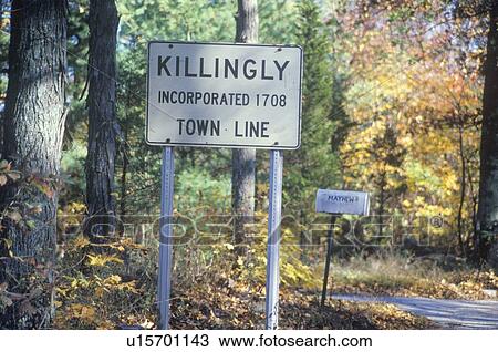 Stock Image - A sign for Killingly. Fotosearch