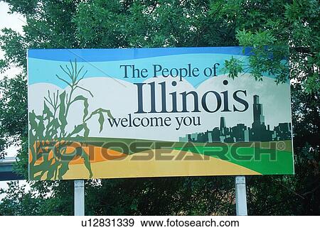 Welcome to Illinois Sign View Large Photo Image Stock Photo - Welcome to Illinois Sign. Fotosearch