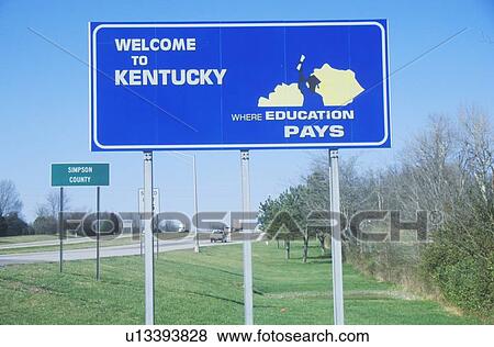 Stock Photo - Welcome to Kentucky Sign. Fotosearch